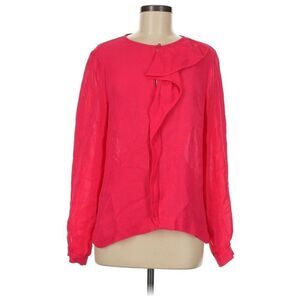 Kate Spade Live Colorfully Long Sleeve Blouse Size 14 Fuchsia Pink